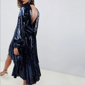Asos Edition drape sequin midi dress